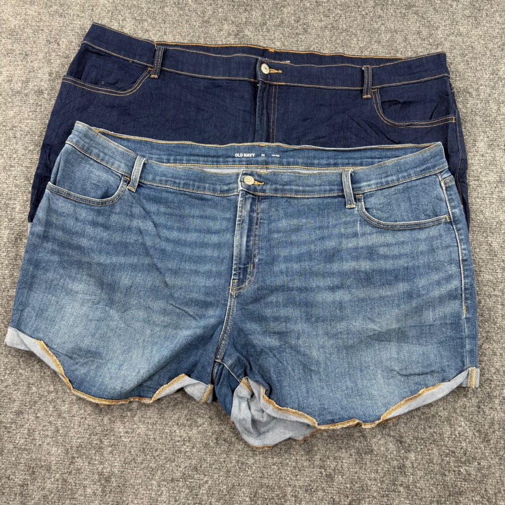 Old Navy Denim Shorts‎ Size 22 Blue Mid Rise Cuffed Hem Plus Size Bundle Women's
